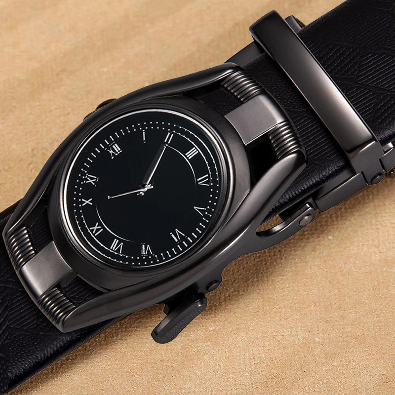 Мужской ремень с трещоткой из натуральной кожи коричневый дизайнерский воловьей