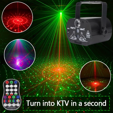 Диско светодиодный светильник 60 узоров RGB лазерный проектор лампа беспроводной контроллер эффект сцсветильник свет s домашний декор вечевечерние DJ шар KTV