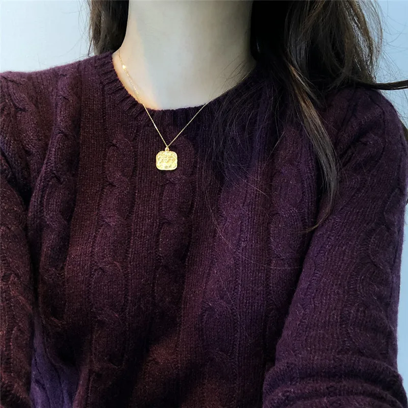 

RUIYI 925 Sterling Silver Fashion Exquisite Simplicity Women Chokers Necklace Personalized Square Totems Tag Pendant Necklace