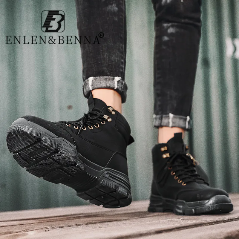 

Leather Boots Men Waterproof Lace Up Autumn Winter Boots Men Non Slip Military Ankle Men Lightweight High Top Casual Motorcycle