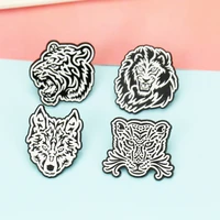 high quality new geometric animal pattern tiger cartoon brooch lion adorns the woman badge pin cartoon metal