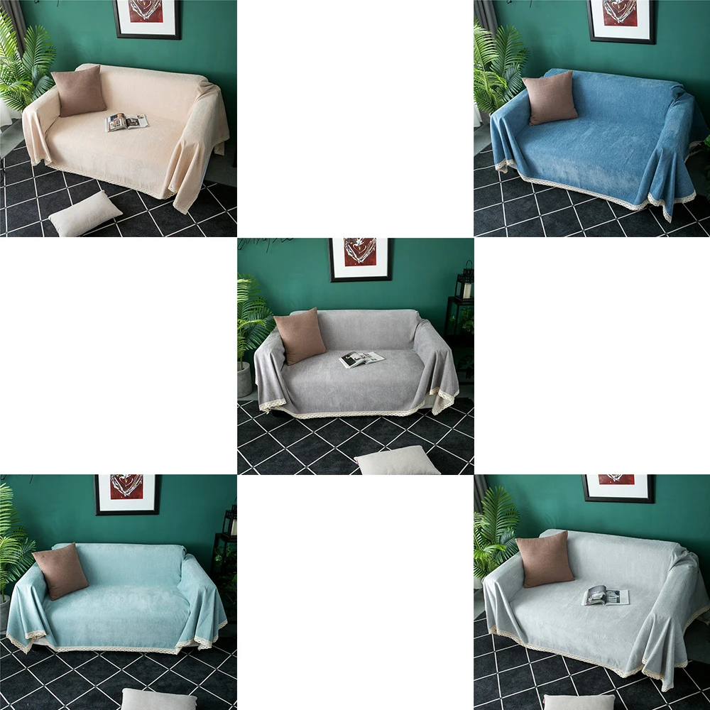 

Home Soild Chenille Deer Sofa Towel Anti-Slip Couch Recliner Slipcovers Furniture Protector 1/2/3 Seater Decoration