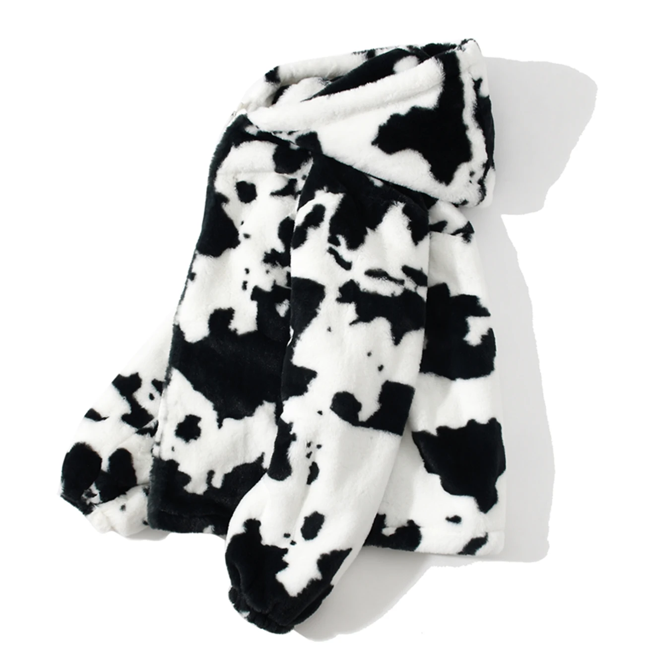 Мужская Уличная одежда кардиган на молнии с коровьим принтом пальто капюшоном