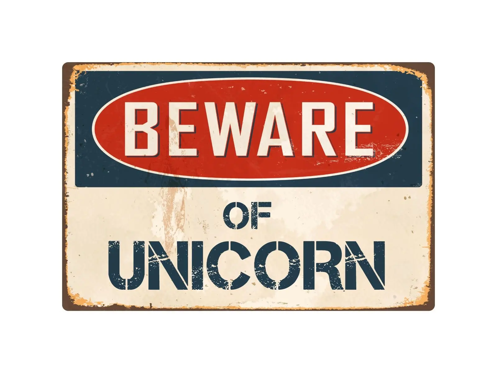 

StickerPirate Beware of Unicorn 8” x 12” Vintage Aluminum Retro Metal Sign VS426