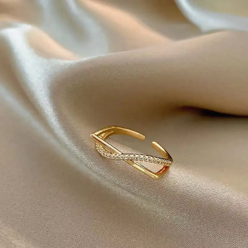

Stainless Steel Ring With For Woman Girl Adjustable Cubic Zirconia Couple Vintage Golden Color Rings Wedding Ringr Jewelry