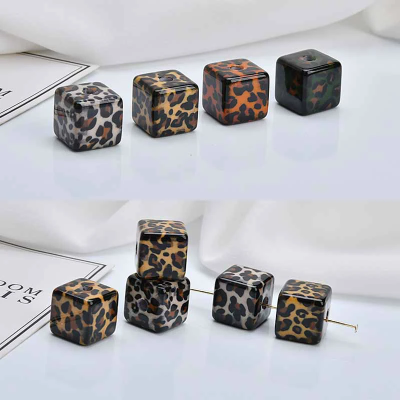 Полимерный Леопардовый принт прямое отверстие квадратные серьги DIY аксессуары