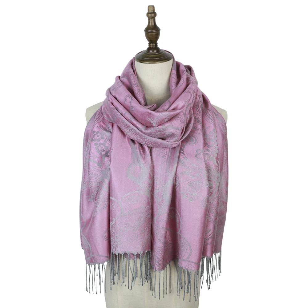 Жаккардовый шарф из искусственного шёлка Женские палантины платки Mujer бренд