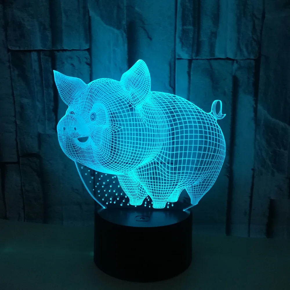 Настольная светодиодная 3d лампа для моделирования милая свинка с градиентом
