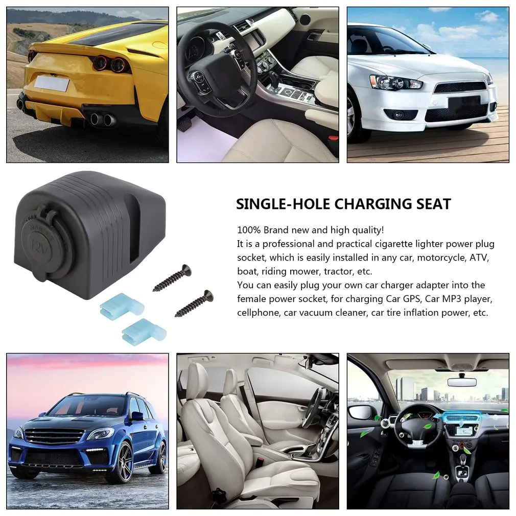 

1PCS USB Car Charger Cigarette Lighter Socket With Waterproof Cover With Tent Base New Free Shipping