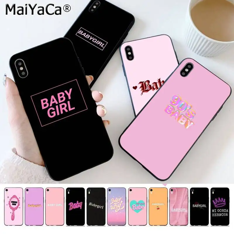 

BABY Babe babygirl honey line Text art Painted Phone Case for iphone 13 12 11pro max SE 2020 XS MAX 8 7 6 6S Plus X 5 SE XR