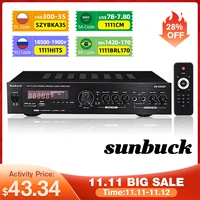 sunbuck 2000w 220v 110v bluetooth5 0 audio power amplifier home theater amplificador audio with remote control support fm usb