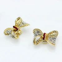 shsby 2pcs diy rhinestone bow pendant jewelry gold charms girls kids accessory for braceletheadwear