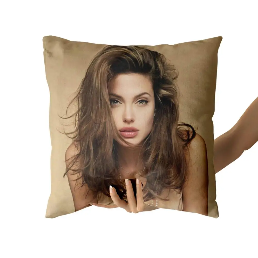 Анджелина Джоли хлопчатобумажные парусиновые наволочки на заказ для диванных