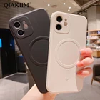 Магнитный силиконовый чехол для iPhone 12 Mini 11 Pro Max XS XR X 8 Plus Magsafe, защитный чехол для объектива камеры с беспроводной зарядкой