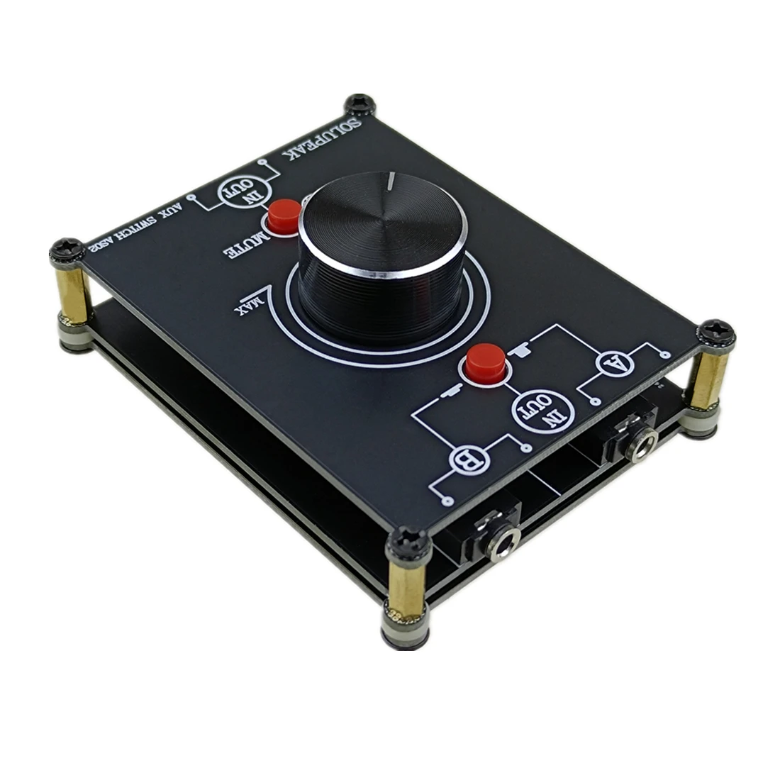 3.5mm Audio Switcher One-Key Mute Button No 2 Input 1 Output / Splitter Box 