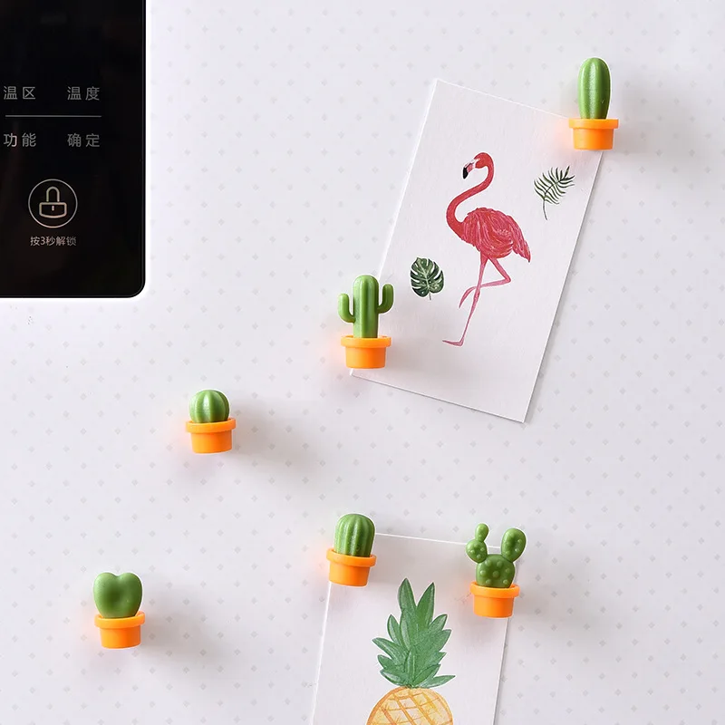 

6pcs Fridge Magnets Cute Succulent Plant Magnet Button Cactus Refrigerator Message Sticker Magn Home Decor