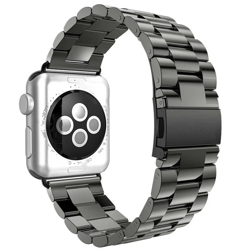 Ремешок из нержавеющей стали для Apple Watch Series 6 5 4 3 2 черный браслет-адаптер iWatch Band 38