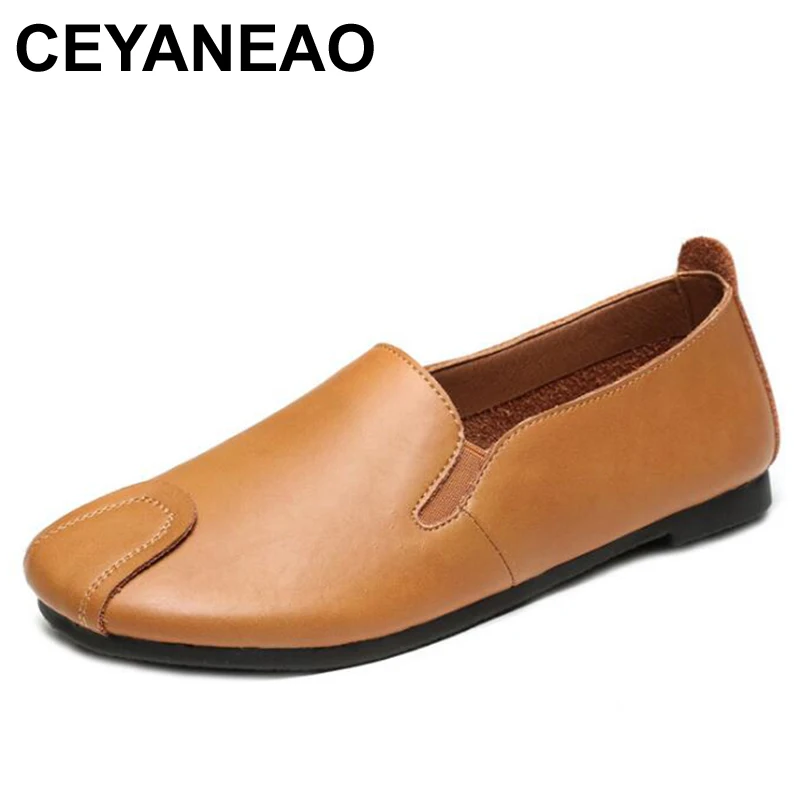 

Модная обувь CEYANEAO в ретро стиле; Женские мокасины из натуральной кожи; Женские мокасины на плоской подошве;