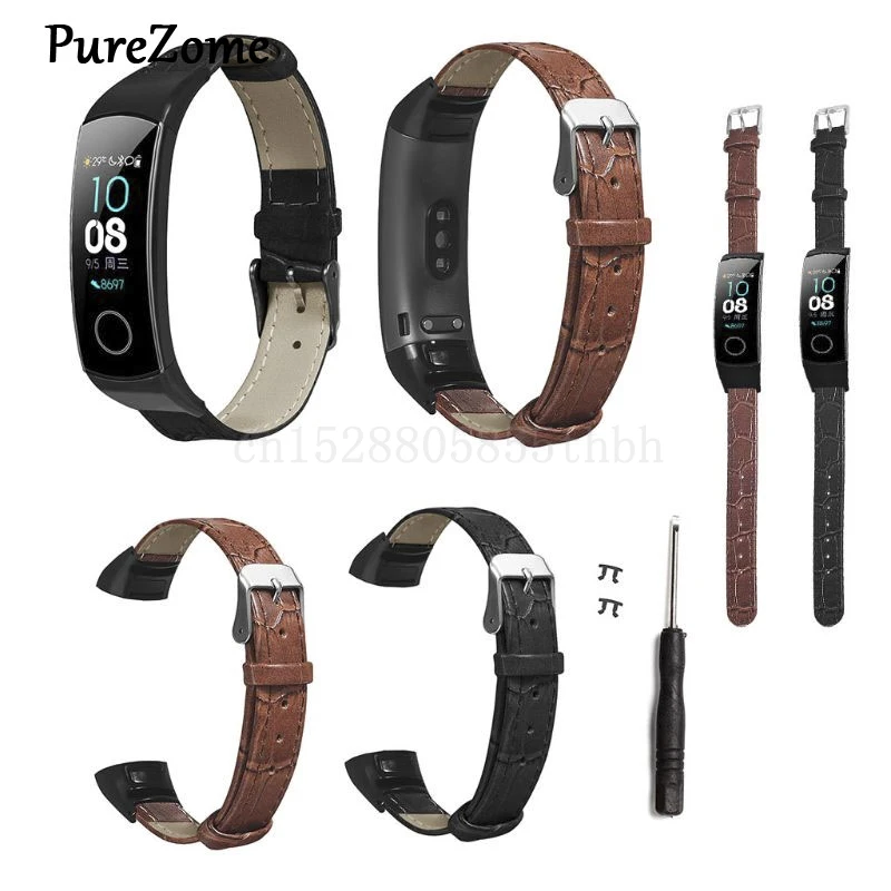 Сменные износостойкие кожаные Наручные часы ремешок для Huawei Honor Band 5/4 аксессуары