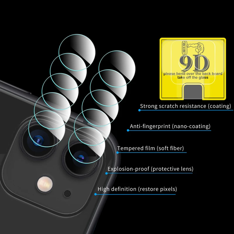 Защитная пленка для объектива камеры 9D iPhone 7 plus 8Plus задней панели X XS MAX XR 11 pro 2019 |