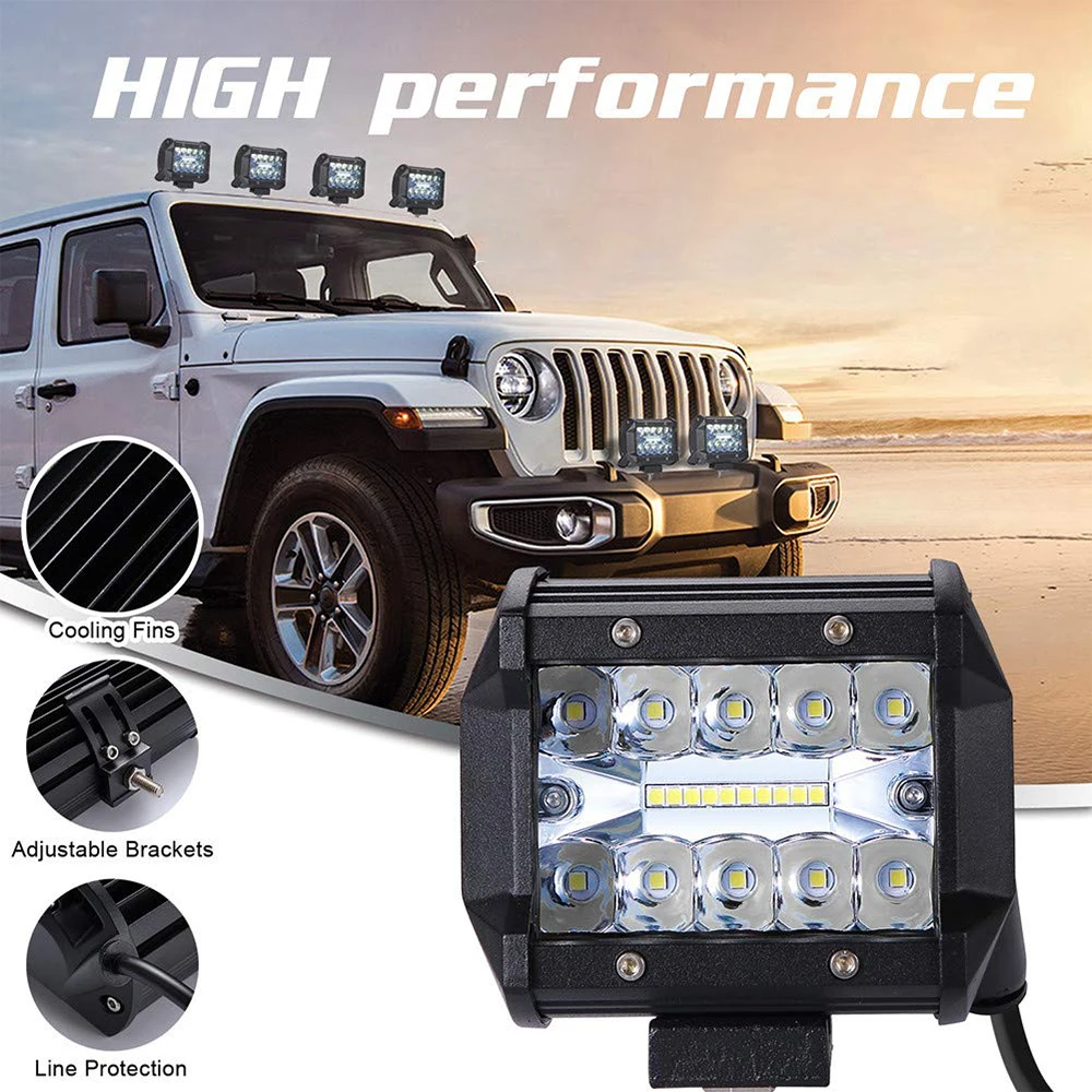 

2pcs 4 Inch 60W Led Work Light 12v Led Beams 4WD Led Bar Offroad Car Flood Spot Combo Light For JEEP SUV Truck Tractor Fog Lamp