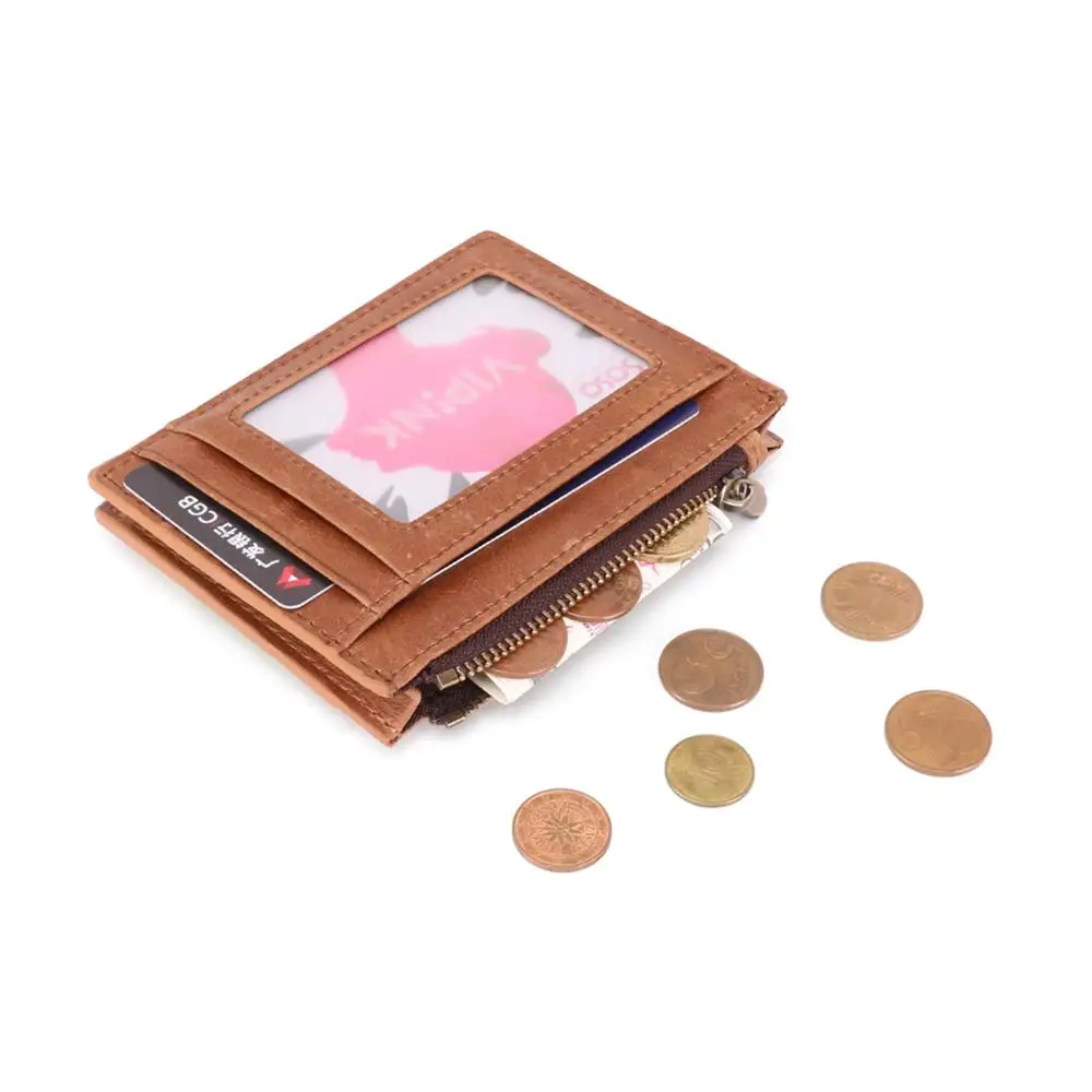 Мужской тонкий кошелек из натуральной воловьей кожи с отделением для