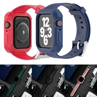 integrated casestrap for apple watch 6 band 44mm 40mm 42mm 38mm silicone belt watchband bracelet iwatch series 3 4 5 6 se strap