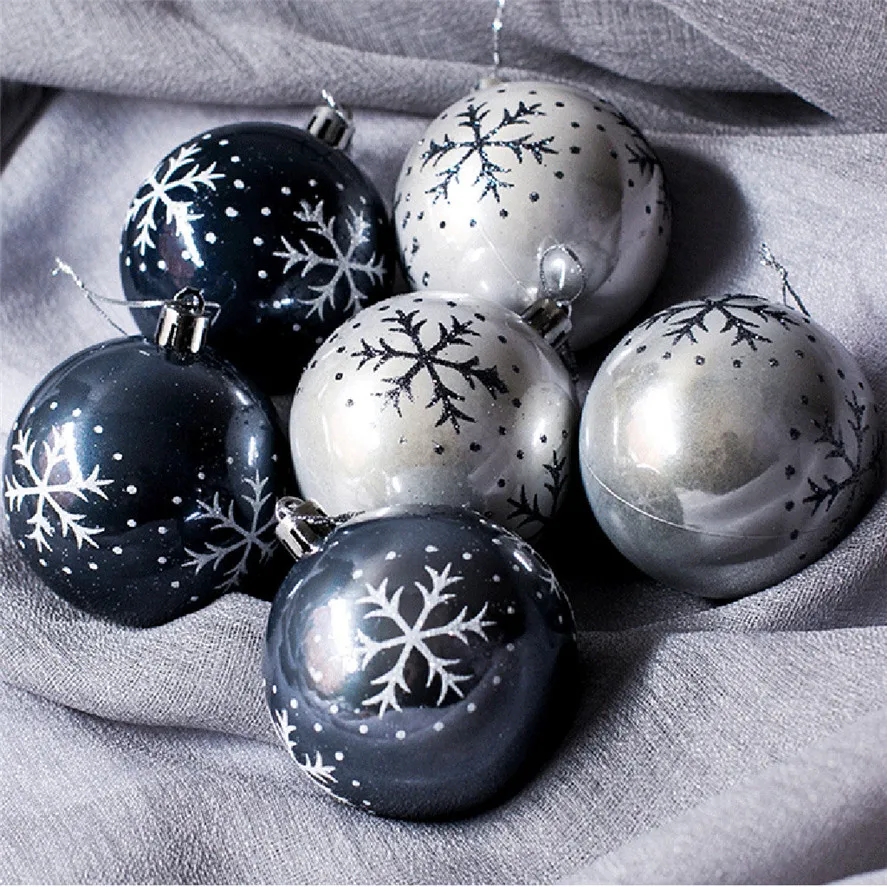 Новинка Рождественский шар 8 см 6 шт. многоцветные пластиковые снежинки елочные