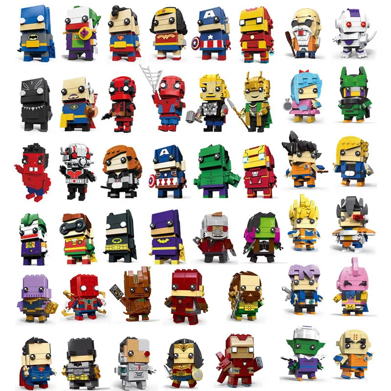 С изящным кукольным с изображением героев фильма Марвел мстители Super hero Brick Heads