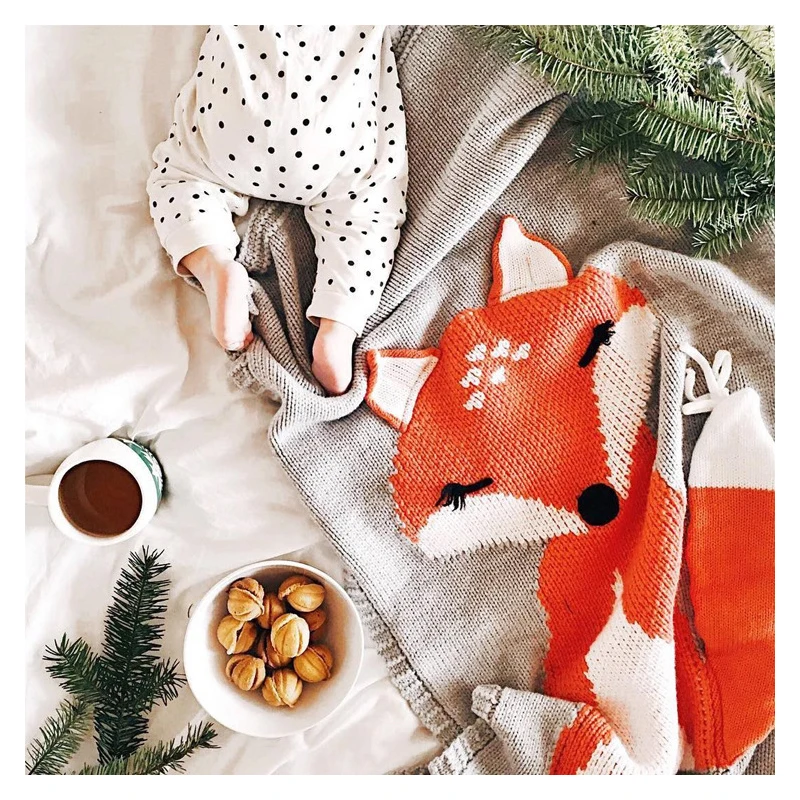 Детские одеяла с лисьими ушами пеленки для новорожденных из муслина вязаные