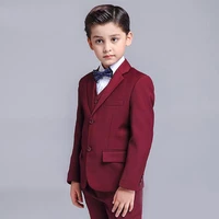 2022 burgundy boys formal suits dinner tuxedos little boy groomsmen kids children for wedding party prom suit wear 3 pieces