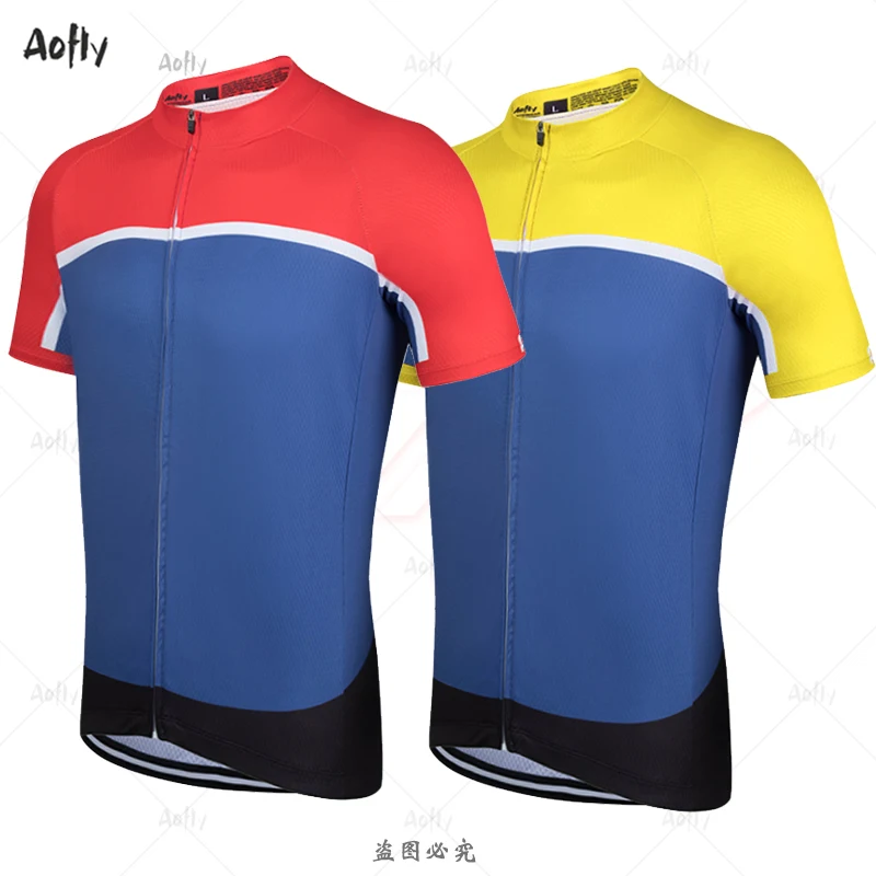 Желтый синий мужской короткий рукав Велоспорт Джерси НАБОРЫ MTB велосипедная