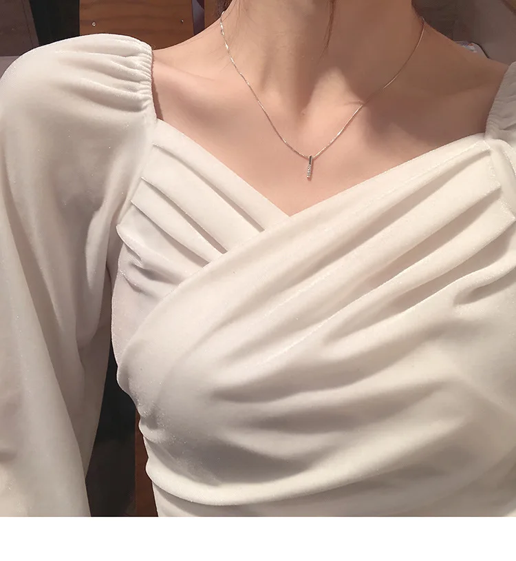 Ожерелье из серебра 925 пробы с простой вспышкой модный трендовый классический