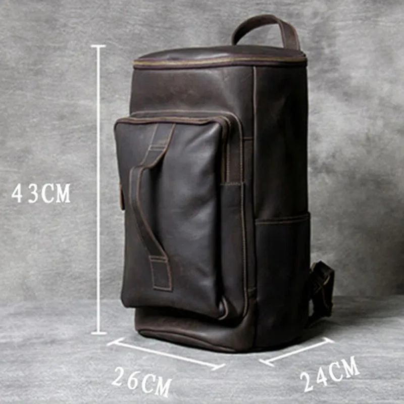 Винтажный рюкзак AETOO из натуральной кожи crazy horse вместительный кожаный для