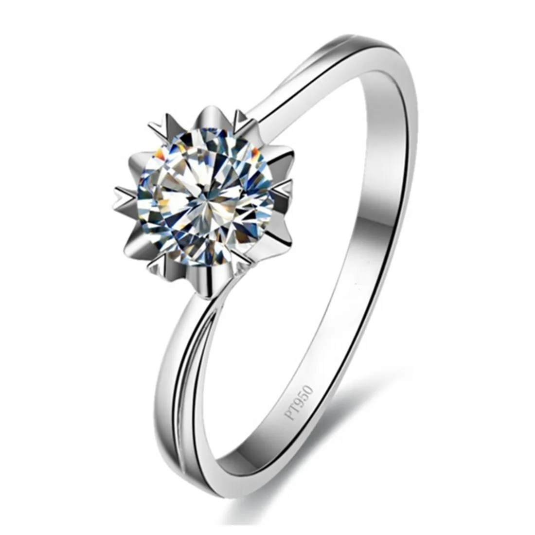 

Test Positive Twist Snowflake Ring Moissanite 14k White Gold Ring 1CT Lab Grown Carbon Solitaire Ring Engagement Women Jewelry
