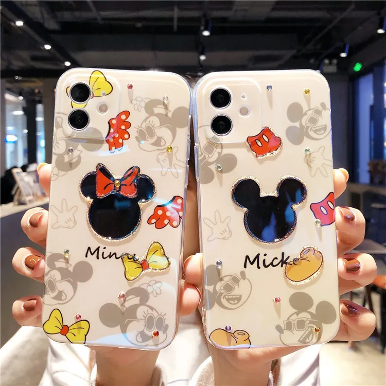 

New 2021 Disney Mickey Minnie for iPhone 78 plus xr xs max 11/12pro max 12mini kawayi couple phone case