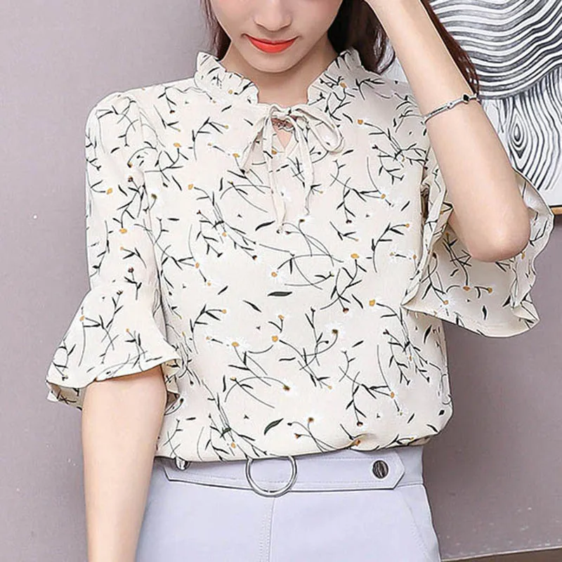 Женская шифоновая блузка с длинным рукавом и цветочным принтом топы для лета TC21 |