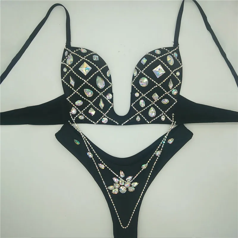 Блестящий бюстгальтер-бикини со стразами женское сексуальное нижнее белье
