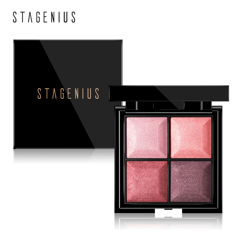 

STAGENIUS Glitter Eyeshadow 4 Colors Bake Shadow Palette High Quality Pigmented Makeup Eye Shadow