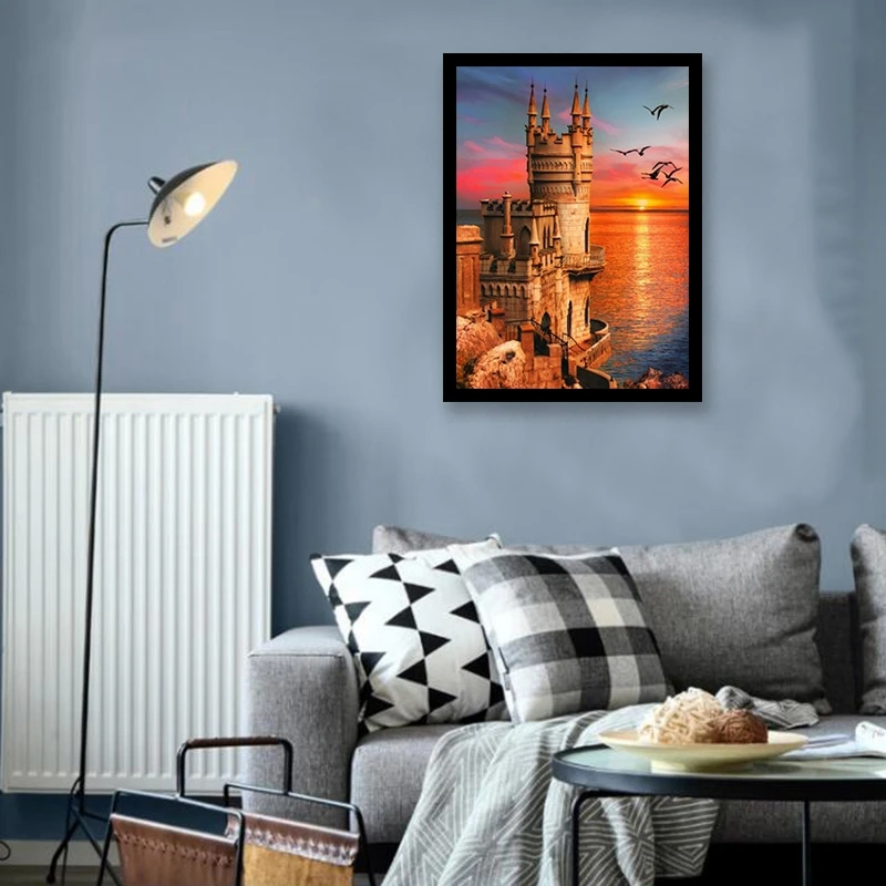 

Набор для алмазной вышивки «сделай сам», картина с закатом, Набор для вышивки крестиком, стразы