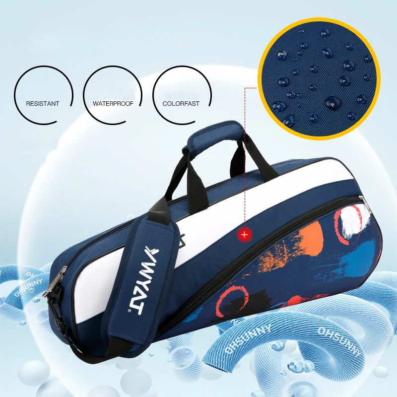 

Новинка, водонепроницаемая сумка для ракеток для бадминтона, для 3-6 Ракеток, на одно плечо, легкий портативный рюкзак для тенниса, спортивно...