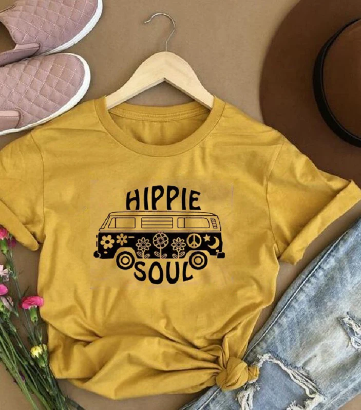 Хиппи Soul Футболка гранж tumblr camisetas уличный стиль эстетический Графический Забавный хлопок автомобиль для женщин Искусство Винтаж Футболка 90s Топ