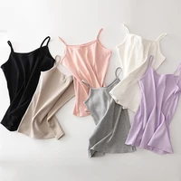 good quality thread cotton base vest women solid summer camisole slim fitted casual spaghetti straps cami top comfy bottom tees