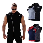 Модная новинка Мужская толстовка свитер Косынка на молнии с кепкой кожаный спортивный костюм с принтом летняя майка Мужской жилет для фитнеса