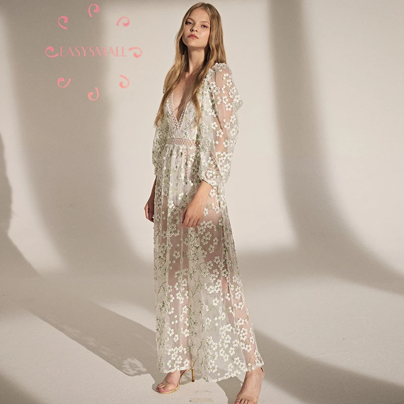 Женское платье с вышивкой EASYSMALL For love lemons сетчатые высококачественные вечерние