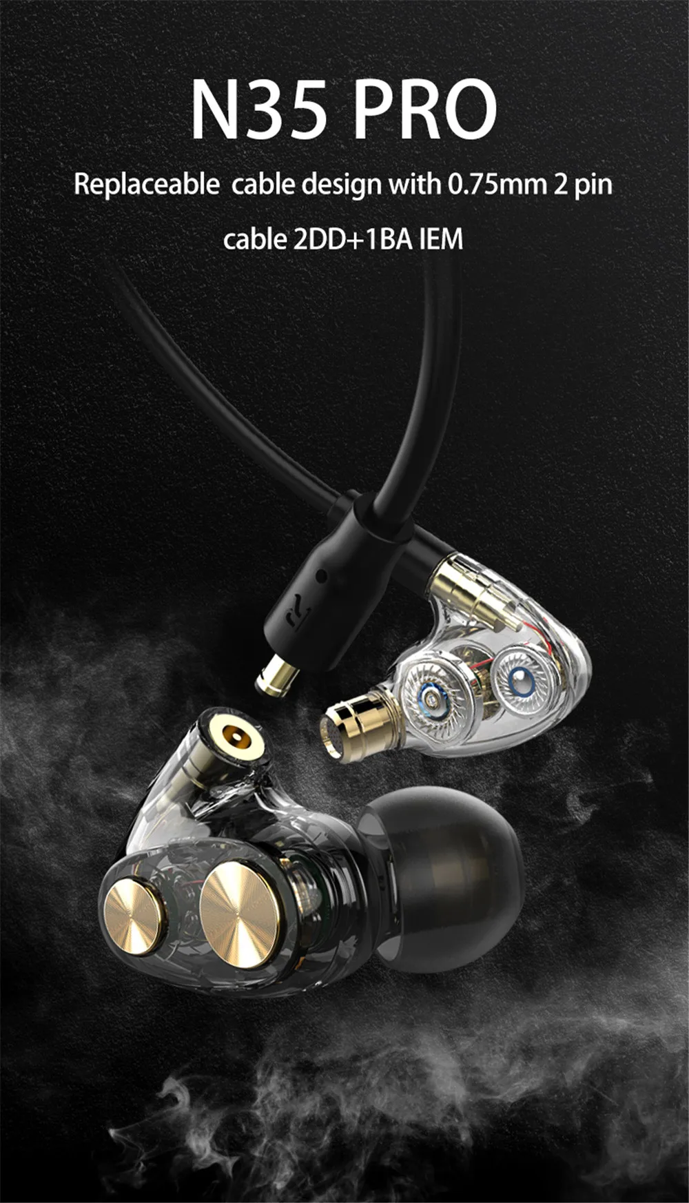 N35 кольцо железные наушники в ухо кабель управления шумоподавление Hifi сабвуфер гарнитура Мобильный телефон универсальный для Xiaomi huawei