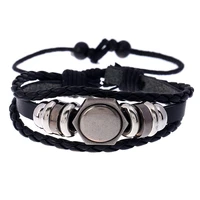 jessingshow handmade weave leather rope alloy accessories bracelet bangles for women men friendship woven multilayer bracelets