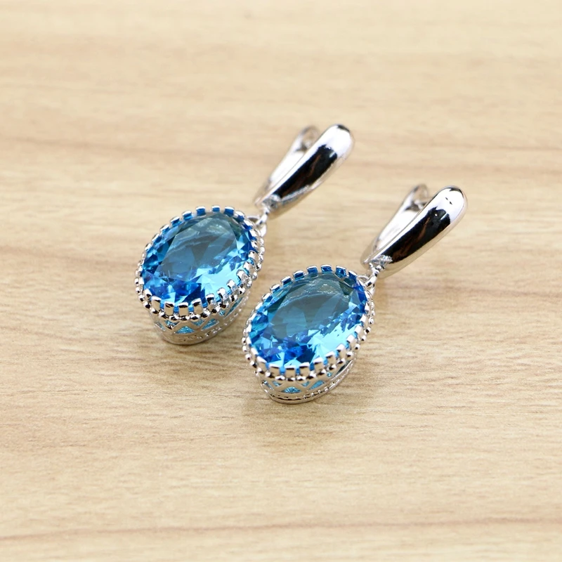 Женские серьги подвески с голубым цирконием|dangling earrings for women|dangle drop earingsdangle |