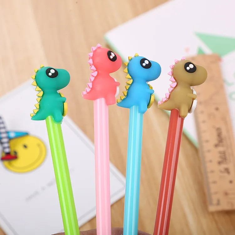

20 PCs Creative Stationery Dinosaur Silicone Head Gel Pen Cute Cartoon Learning Office Water-Based Sign Pen