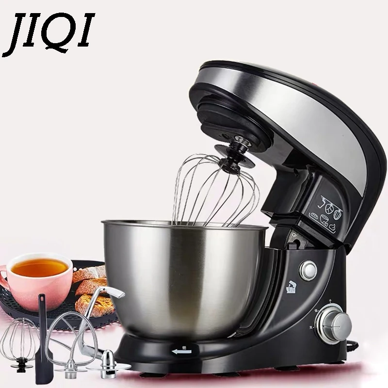 JIQI 4L миска из нержавеющей стали, Электрический миксер для еды, шеф-повара, взбиватель молочного коктейля, крем, яйцо, венчик, блендер, торт, тесто, тестомесильная машина
